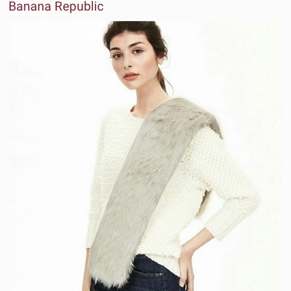 Banana Republic faux fur scarf with leather tie - Retail $89.50 NWT - Picture 1 of 6